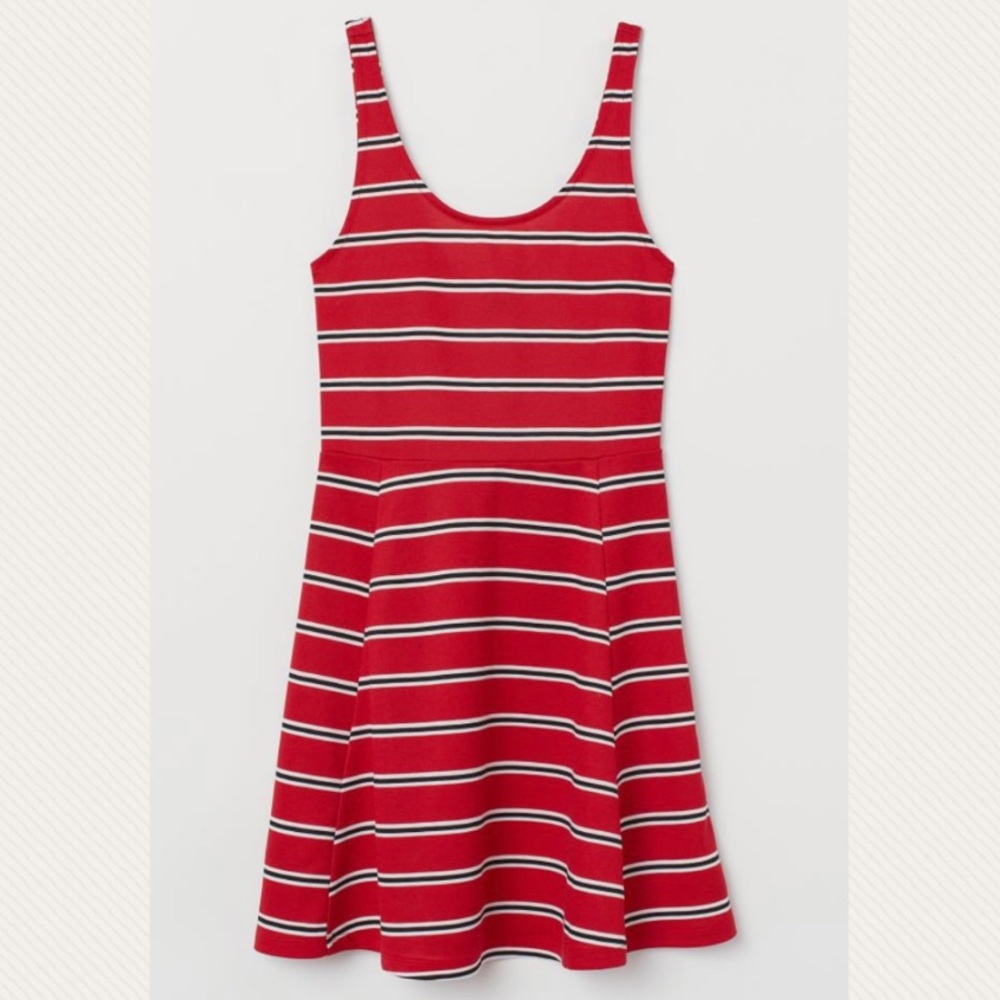Woman’s White and Red Striped Dress